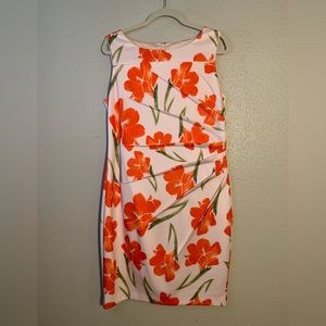 Calvin Klein Foral Side Scrunch Work Dress